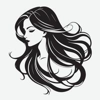 Elegant Woman Silhouette Illustration Flowing Hair Beauty Logo vector