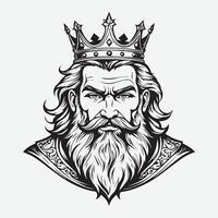mascot logo Majestic King Outline black color in white background vector