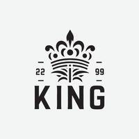 King crown logo illustration, black and white logo. vector