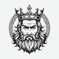 mascot logo Majestic King Outline black color in white background vector