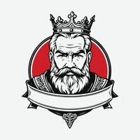 mascot logo Majestic King Outline black color in white background vector