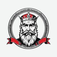 mascot logo Majestic King Outline black color in white background vector