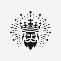 King crown logo illustration, black and white logo. vector