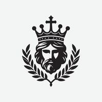 King crown logo illustration, black and white logo. vector