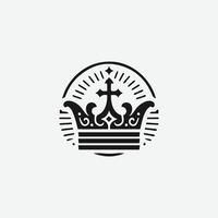 King crown logo illustration, black and white logo. vector