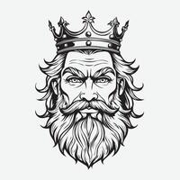 mascot logo Majestic King Outline black color in white background vector