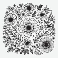 Botanical Elegance A Collection of Floral Outlines vector