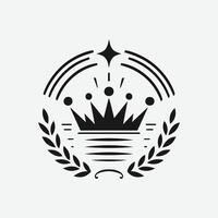 King crown logo illustration, black and white logo. vector