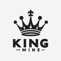 King crown logo illustration, black and white logo. vector