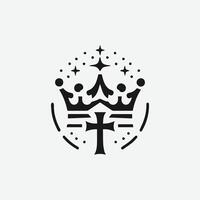 King crown logo illustration, black and white logo. vector