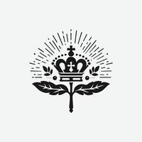 King crown logo illustration, black and white logo. vector