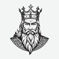 mascot logo Majestic King Outline black color in white background vector