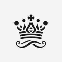 King crown logo illustration, black and white logo. vector