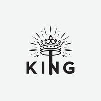 Rey corona logo ilustración, negro y blanco logo. vector