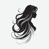 Elegant Woman Silhouette Illustration Flowing Hair Beauty Logo vector