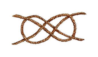 Watercolor illustration of a rope tied with a sea knot. Eight knot, tie together. Rope, wire rope, jute. Isolated. Drawn by hand. png