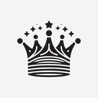 King crown logo illustration, black and white logo. vector