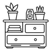 Sleek outline icon of a showcase in , ideal for display or exhibition designs. vector