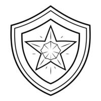 Streamlined outline icon of a protective shield in , ideal for security designs. vector