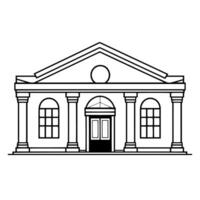 Clean outline icon of a bank building in , ideal for finance-related designs. vector