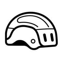 Sleek outline icon of a bicycle helmet in , ideal for cycling-related designs. vector