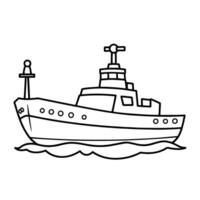 Neat outline icon of a battleship in , great for naval-themed designs. vector