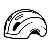 Sleek outline icon of a bicycle helmet in , ideal for cycling-related designs. vector