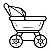 Clean outline icon of a baby stroller in , perfect for parenting designs. vector