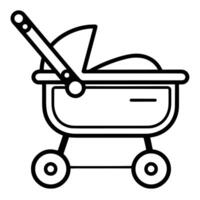 Clean outline icon of a baby stroller in , perfect for parenting designs. vector