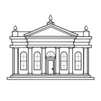 Clean outline icon of a bank building in, ideal for finance-related designs. vector