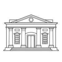 Clean outline icon of a bank building in, ideal for finance-related designs. vector
