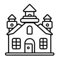 Elegant outline icon of a castle in , perfect for fairy tale designs. vector