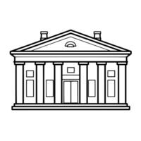 Clean outline icon of a bank building in , ideal for finance-related designs. vector