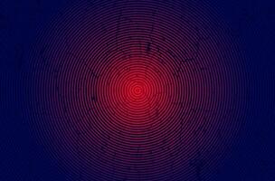 a red and blue circle with a black background, grunge texture spiral pattern line light effect design for background and wallpaper vector