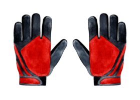 aquarelle illustration de rouge noir football gardien de but gants. gardien de but des sports uniforme. main protection. capture le balle. isolé. tiré par main. png