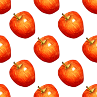 Aquarell Illustration Muster rot Apfel. nahtlos wiederholen Obst drucken. organisch Früchte gesund Lebensmittel. Bauernhof Produkte. isoliert. gezeichnet durch Hand. png