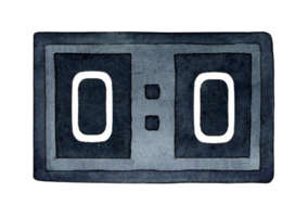 Watercolor illustration of scoreboard with sketch for sports games. Simple sports scoreboard of the stadium with the results of the matches. Isolated. Drawn by hand. png