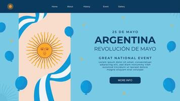 Flat 25 de mayo celebration argentina landing page template vector