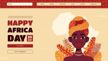 Flat africa day celebration landing page template vector