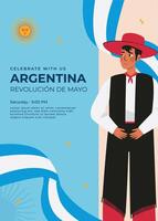 Flat 25 de mayo celebration argentina vertical poster template vector