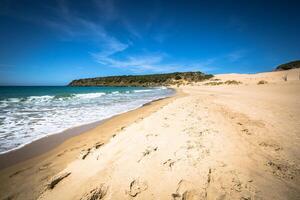 bolonia beach a coastal village in the municipality of Tarifa in the Province of Cadiz in southern Spain. photo