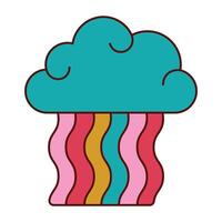 rainbow and cloud y2k elements vector