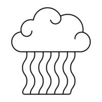rainbow and cloud y2k element line icon. vector
