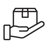 hand holding box line vector