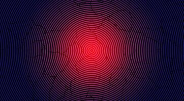 a red and blue circle with a black background, grunge texture spiral pattern line light effect design for background and wallpaper vector