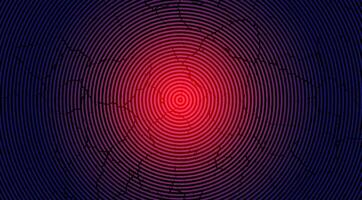 a red and blue circle with a black background, grunge texture spiral pattern line light effect design for background and wallpaper vector