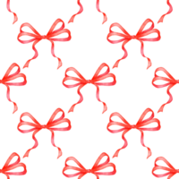 Watercolor illustration of red ribbons pattern. Seamless repeating holiday bow print. Christmas, New Year, birthday, wedding. Isolated. Drawn by hand. png