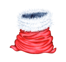 Red sack of Santa Claus watercolor illustration. Christmas, New Year holiday isolated from background. Image for holiday design, greeting cards, posters and other holiday projects. png