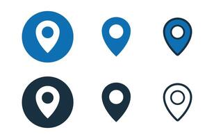 Location icons collection in different style flat illustration set vector