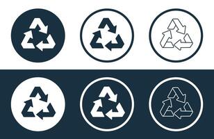 Set of Recycle icons isolated flat and outline style illustration vector